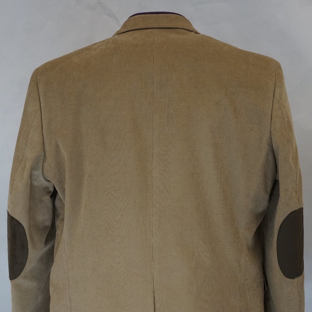 Men's Chaps Sport Coat Beige Corduroy w/ Brown Elbow Pads 44 Regular